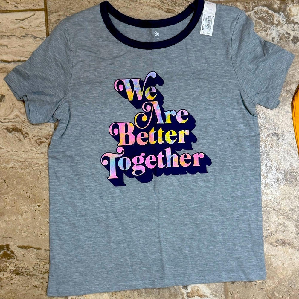 NWT size Large So Kids Gray “We are Better Together” T-Shirt